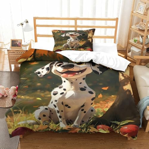 XPASHIQWC 3D Druck dalmatischen Bettwäsche Set Mikrofaser Orchard Mit Reißverschluss, Für Kinder, Jungen, Mädchen, Schlafzimmer Dekor Single（135x200cm） von XPASHIQWC