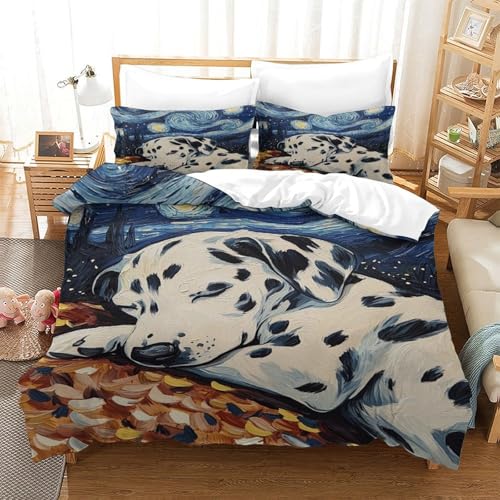 XPASHIQWC 3D Gedruckte dalmatischen Bettbezug Set Sternennacht Mikrofaser Mit Reißverschluss, Für Kinder, Jungen, Mädchen, Schlafzimmer Dekor Double（200x200cm） von XPASHIQWC