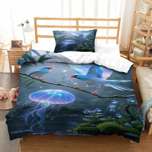 XPASHIQWC Java Sparrow 3-teiliges 3D Druck Bettwäsche Set Dschungelvogel Mikrofaser Mit Reißverschluss, Für Erwachsene Schlafzimmer Dekoration Single（135x200cm） von XPASHIQWC