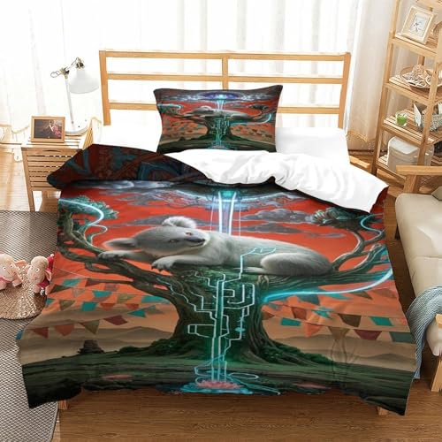 XPASHIQWC Koala 3D-Druck Bettbezug 3-teiliges Bettwäsche Set Buddha-Statuen Versteckter Reißverschluss, Mikrofaser Für Kinder, Teens Single（135x200cm） von XPASHIQWC