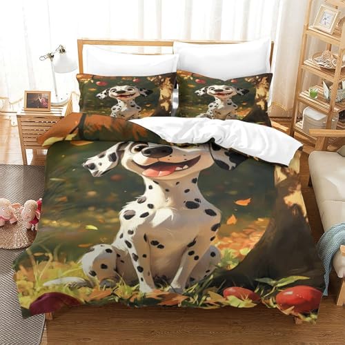 XPASHIQWC dalmatischen 3D Druck Bettwäsche Set Orchard Mit Verstecktem Reißverschluss, Mikrofaser Für Moderne Schlafzimmer Dekoration King（220x240cm） von XPASHIQWC