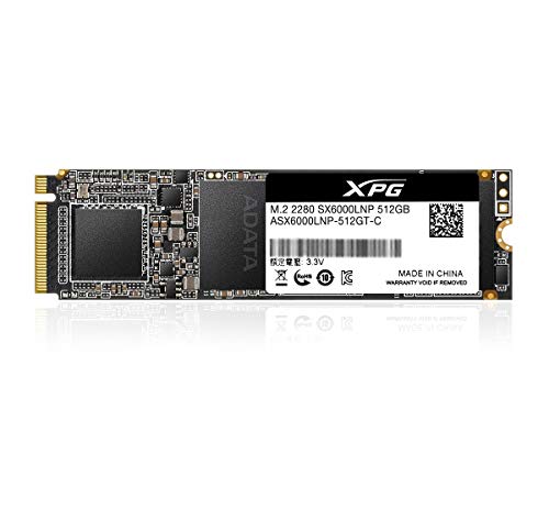 ADATA XPG SX6000Lite 512GB M.2 Interne Solid State Drive SSD-Festplatte, schwarz von XPG