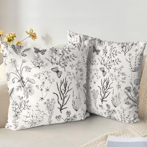 XPHZZL Kissenbezüge, 2er-Set, 55 x 55 cm, weich, Salbeigrün, Wildblume, Pflanzenkissenbezüge, für Sofa, Bett, Garten, Outdoor, Frühlingsdekoration, Blumenpflanze mit unsichtbarem Reißverschluss XPHZZL Kissenbezüge, 2er-Set, 55 x 55 cm, weich, Salbeigrün, Wildblume, Pflanzenkissenbezüge, für Sofa, Bett, Garten, Outdoor, Frühlingsdekoration, Blumenpflanze mit unsichtbarem Reißverschluss von XPHZZL
