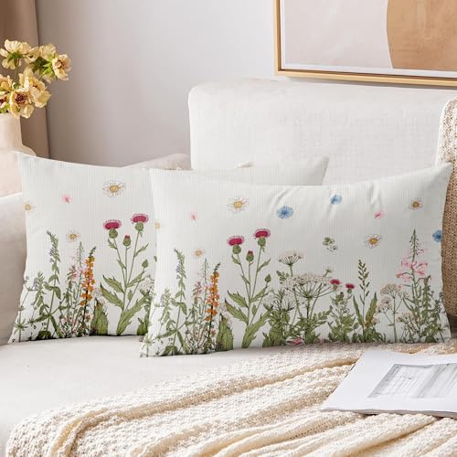XPHZZL Kissenbezüge, 30 x 50 cm, weich, bunt, Wildblumenmuster, dekorativ, rechteckig, für Sofa, Bett, Garten, Outdoor, Frühlingsdekoration, mit unsichtbarem Reißverschluss, 30 x 50 cm, 2 Stück XPHZZL Kissenbezüge, 30 x 50 cm, weich, bunt, Wildblumenmuster, dekorativ, rechteckig, für Sofa, Bett, Garten, Outdoor, Frühlingsdekoration, mit unsichtbarem Reißverschluss, 30 x 50 cm, 2 Stück von XPHZZL