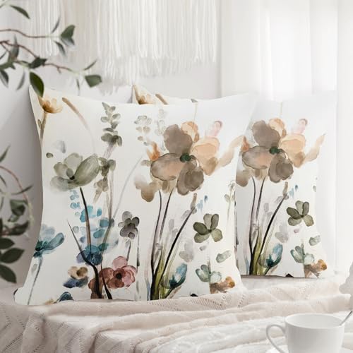 XPHZZL Kissenbezug, 2 Stück, 50 x 50 cm, Tintenblume, Wildblume, Pflanzenkissenbezüge für Sofa, Bett, Garten, Outdoor, Frühlingsdekoration, Blumenpflanze mit unsichtbarem Reißverschluss, 50 x 50 cm XPHZZL Kissenbezug, 2 Stück, 50 x 50 cm, Tintenblume, Wildblume, Pflanzenkissenbezüge für Sofa, Bett, Garten, Outdoor, Frühlingsdekoration, Blumenpflanze mit unsichtbarem Reißverschluss, 50 x 50 cm von XPHZZL