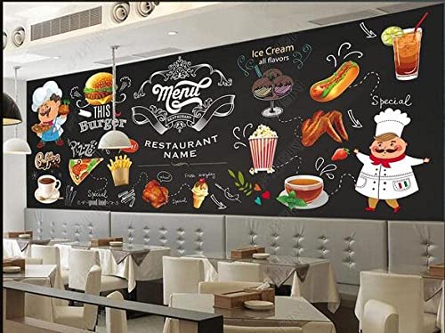 Fast-Food-Restaurant Burger-Hot-Dog-Restaurant Fototapete 3D Wandbilder Selbstklebend Wandbilder Verschiedene Größen Muster Selbstklebende Wandbild Fototapete Kinder Kinderzimmer Dekoration Hintergru von XPINGO