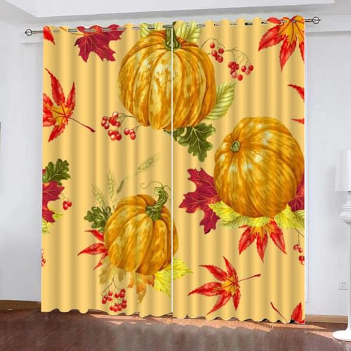 XPINGO 3D Herbst Thema Gardinen ösenschal 2er Set B 120 X H 140 cm Kürbis Vorhang Blickdicht Kälteschutz Schallschutz Verdunkelung Wärmeisolierende Vorhänge für Wohnzimmer Schlafzimmer XPINGO 3D Herbst Thema Gardinen ösenschal 2er Set B 120 X H 140 cm Kürbis Vorhang Blickdicht Kälteschutz Schallschutz Verdunkelung Wärmeisolierende Vorhänge für Wohnzimmer Schlafzimmer von XPINGO