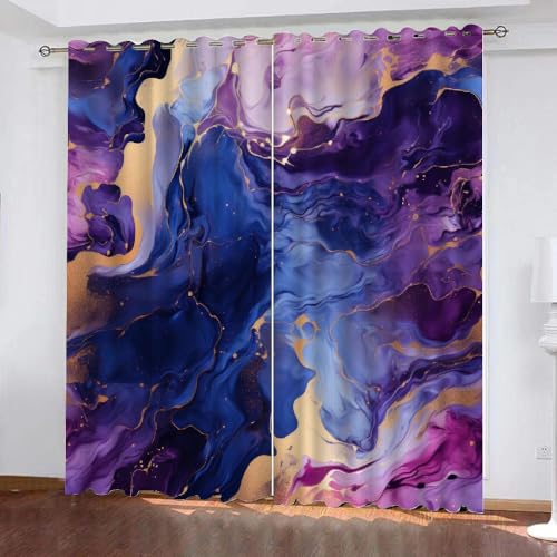 XPINGO 3D Marmor Gardinen ösenschal 2er Set B 234 X H 137 cm Abstrakt Marmor Vorhang Blickdicht Kälteschutz Schallschutz Verdunkelung Wärmeisolierende Vorhänge für Wohnzimmer Schlafzimmer（Stil 7-13） von XPINGO