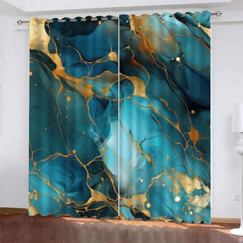 XPINGO 3D Marmor Vorhang mit ösen 2er Set B 140 X H 160 cm Abstrakt Marmor Gardinen Blickdicht Kälteschutz Schallschutz Verdunkelung Wärmeisolierende Vorhänge für Wohnzimmer Schlafzimmer（Stil 1-10） von XPINGO