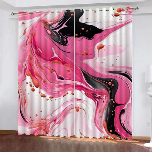 XPINGO 3D Marmor Vorhang mit ösen 2er Set B 280 X H 260 cm Abstrakt Marmor Gardinen Blickdicht Kälteschutz Schallschutz Verdunkelung Wärmeisolierende Vorhänge für Wohnzimmer Schlafzimmer（Stil 2-14） von XPINGO