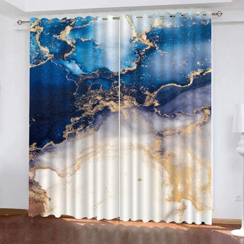 XPINGO 3D Marmor Vorhang mit ösen 2er Set B 140 X H 160 cm Abstrakt Marmor Gardinen Blickdicht Kälteschutz Schallschutz Verdunkelung Wärmeisolierende Vorhänge für Wohnzimmer Schlafzimmer（Stil 20-3） von XPINGO