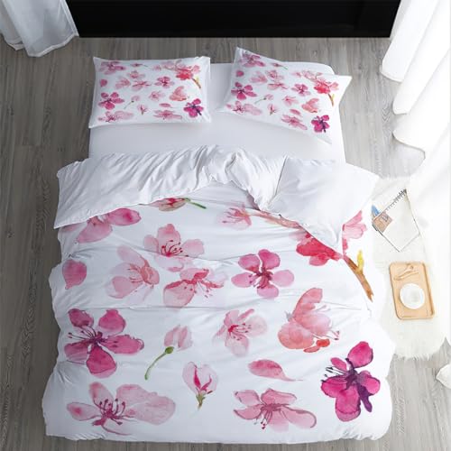 XPINGO Kinder Bettwäsche Blumen 135x200 cm 2teilig 100% Mikrofaser Sommer Weiche Warm Bettbezüge mit Reißverschluss 3D Blumen Bettbezug mit Kissenbezüge 80x80 cm（Stil 56-9） von XPINGO