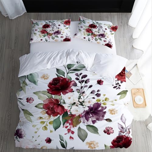 XPINGO Kinder Bettwäsche Blumen 135x200 cm 4teilig 100% Mikrofaser Sommer Weiche Warm Bettbezüge mit Reißverschluss 3D Blumen Bettbezug mit 2 Kissenbezüge 80x80 cm（Stil 51-8） von XPINGO