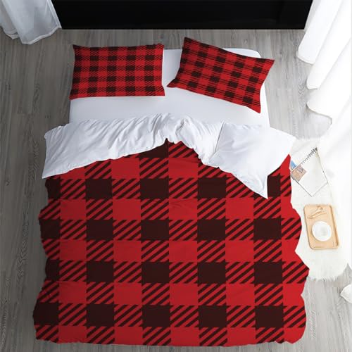 XPINGO Kinder Bettwäsche Gitter 155x220 cm 3teilig 100% Mikrofaser Sommer Weiche Warm Bettbezüge mit Reißverschluss 3D Gitter Bettbezug mit 2 Kissenbezüge 80x80 cm（Stil 59-4） von XPINGO