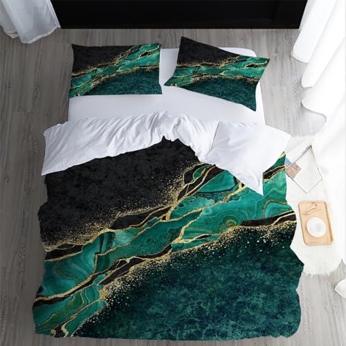 XPINGO Kinder Bettwäsche Marmor 135x200 cm 4teilig 100% Mikrofaser Sommer Weiche Warm Bettbezüge mit Reißverschluss 3D Marmor Bettbezug mit 2 Kissenbezüge 80x80 cm（Stil 55-4） von XPINGO