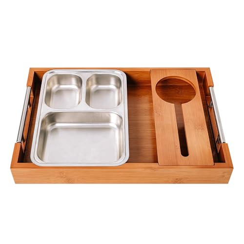 XPJBKC Couchbar Snackbox, Snackbar Sofa Tablett mit Tragegriffen & Abnehmbarer Deckel, Getränkehalter Sofa, Snackspender, Holztablett Rechteckig für Wohnzimmer Schlafzimmer Garten Camping Party von XPJBKC