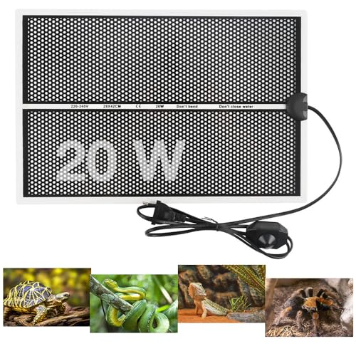 XPJBKC Heizmatte Terrarium, 20W Terrarium Heizmatte, Einstellbar Wärmematte Terrarium, Reptilien Heizmatte mit Temperaturregelung, Terrarium Heizung für Schildkröte Schlangen Eidechse Gecko, 42x28cm von XPJBKC