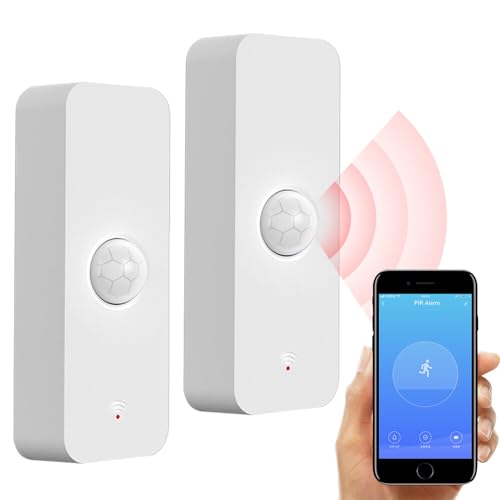 XPJBKC WiFi Bewegungssensor, 2 Pack Intelligenter Bewegungsmelder WLAN, Drahtloser Bewegungssensor für Die Heimsicherheit, Smart Bewegungsmelder mit App Fernüberwachung, Motion Sensor Präsenzmelder von XPJBKC