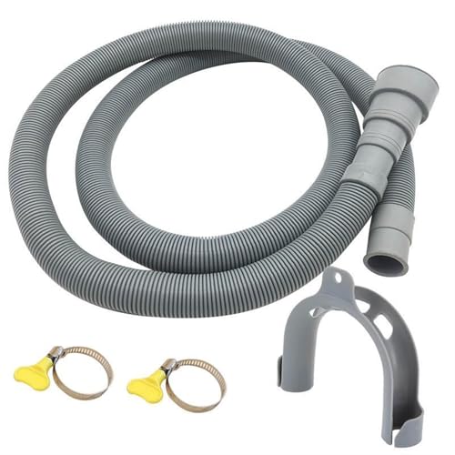 1.5/2/3/4M PVC Waschmaschine Geschirrspüler Ablaufschlauch Verlängerungsrohr mit Halterungsset Waschmaschinenschlauch(2 Meter) von XPJYUA
