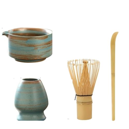 4PCS Matcha Tee-Set Schneebesen Teelöffel Tee-Sets Indoor Getränke Shop Tee-, der Werkzeuge Zubehör Matcha Tee Set(Wire Blue) von XPJYUA