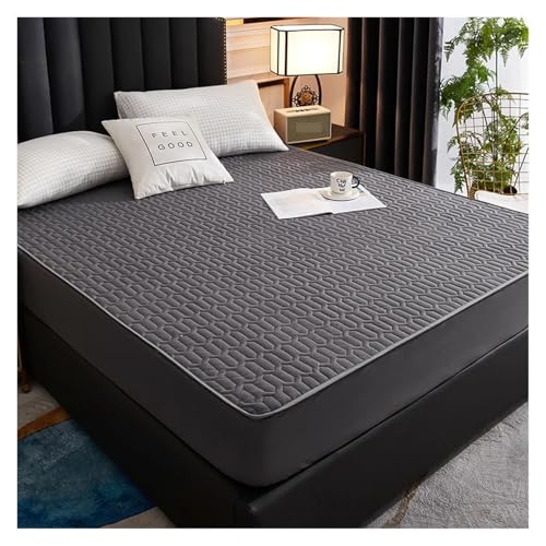 Betthusse aus Baumwolle Wasserdichter, Dicker Matratzenbezug, Gesteppte Latexmatte, Bettdecken, Polsterung, hautfreundlicher Spannbetttuchschutz, Tagesdecke(Gray,180x200x30cm) von XPJYUA