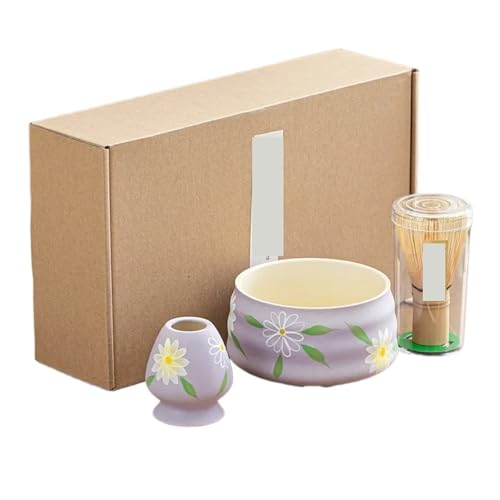 Keramik Matcha Schüssel Set Matcha Brushd Tee Set Tee Tisch Zubehör Matcha Tee Werkzeuge Set Matcha Tee Set(Purple) von XPJYUA
