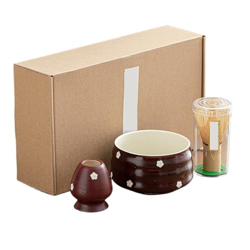 Matcha Teegeschirr Set Hand Gezogen Tee Schneebesen Matcha Pinsel Tee Dispenser Werkzeug for Die Bestellung Matcha Matcha Tee Set(Red) von XPJYUA