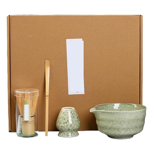Teeservice verpackt in einer klassischen Box Teeschale Teebesen Matcha-Pinsel Vierteiliges Set Matcha Tee Set(Green) von XPJYUA