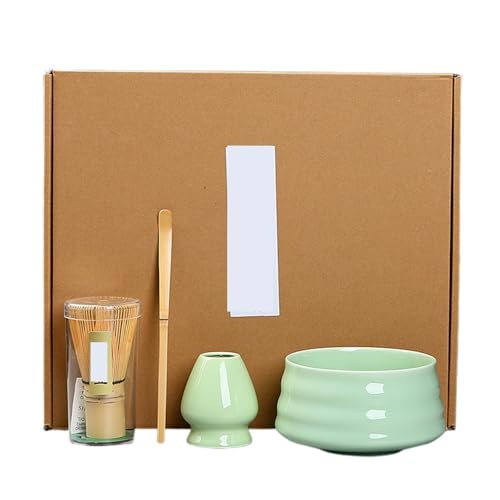 Teeservice verpackt in einer klassischen Box Teeschale Teebesen Matcha-Pinsel Vierteiliges Set Matcha Tee Set(Light green) von XPJYUA