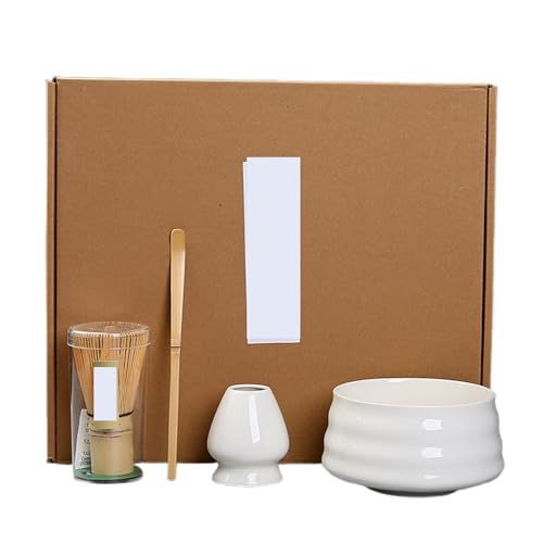Teeservice verpackt in einer klassischen Box Teeschale Teebesen Matcha-Pinsel Vierteiliges Set Matcha Tee Set(White) von XPJYUA