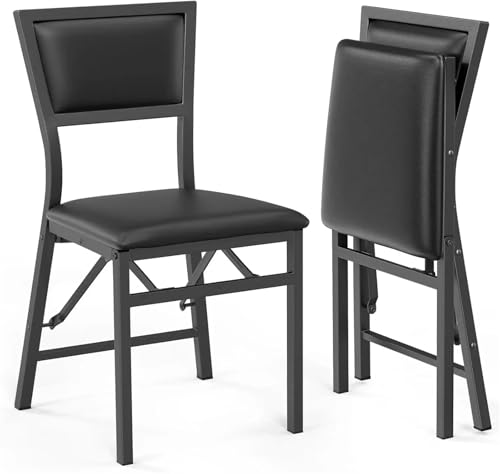 XPJYUA Holzklappstühle Gepolsterte Klappstühle, Faltbare Esszimmerstühle mit Kissen, Robustes Metallgestell for kleine Räume, Schwarz XPJYUA Holzklappstühle Gepolsterte Klappstühle, Faltbare Esszimmerstühle mit Kissen, Robustes Metallgestell for kleine Räume, Schwarz von XPJYUA