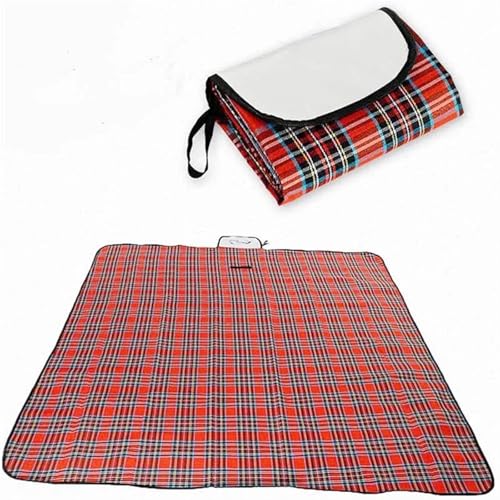 XPJYUA wasserdichte tragbare Camping Picknick Stranddecke Plaid Wandern Reise Faltbare Isomatte Picknickdecke(Red,150X130cm) von XPJYUA