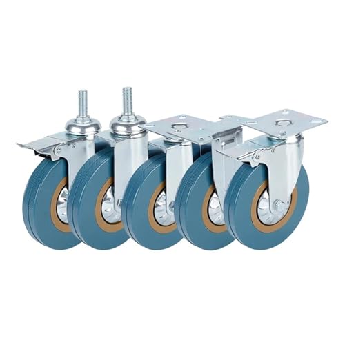4 Stück 5-Zoll-Rollen aus grauem PVC – Schwenk- und Starr-Optionen, Doppelbremssystem, anschraubbare Gummiräder for schwere Lasten(M10x30-brake) von XPKHVZVLQ