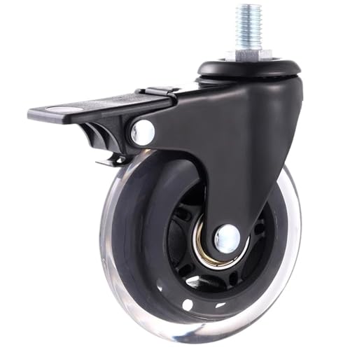 5er-Pack PU-Rollen mit leiser Bremse for Möbel – 4 Zoll M6/M8/M10-Gewinderäder, bodenschonender Schutz (universelles, leichtgängiges Gleiten)(M8x15mm,Brake wheel) von XPKHVZVLQ