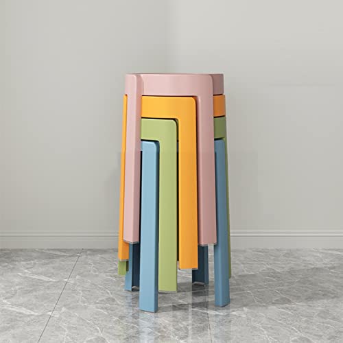 XPLKQXE Rund Kunststoff Hocker Satz von 4, Hocker aus Kunststoff Windmühle rund Stuhl, Barhocker Stapeln Bar Hocker Rückenlos Student Hocker für Home Büro Classro (Farbe : A, Größe : 4pcs) von XPLKQXE