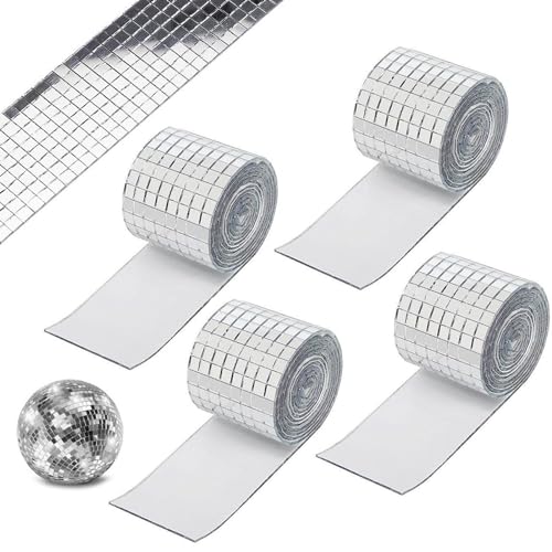 4 Rollen Mosaik Spiegel,Selbstklebende Mini Spiegel,Mini Spiegelmosaiksteine,Mini Mosaik Spiegelfliesen,Mosaik Spiegelfliesen Aufkleber,für Tiles DIY Handwerk Dekoration Wandtattoos,5 x 5 mm (Silber) von XPOOP