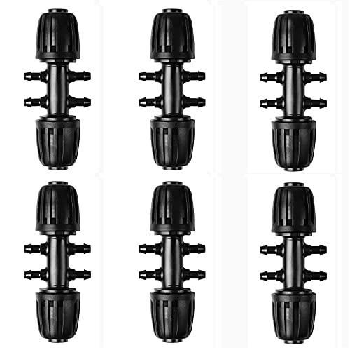 6 PCS T-Stück mit Widerhaken Tropfbewässerung, Tropfsicheres Automatisches Bewässerungssystem, 1/2-Zoll bis 1/4-Zoll-Bewässerungsrohr Tropfsichere Fittings (Geeignet für 13 mm ID/4 mm ID) von XPOOP