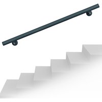 Handlauf Treppe 100cm, Handlaufset Edelstahl, Haltegriff Treppe, Wandhalter, Anthrazit von XPOTOOL