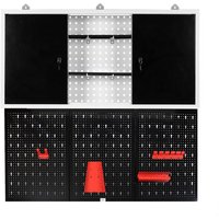Werkzeugwand und Werkzeugschrank Set, 3x Lochwand plus 1x Hängeschrank, Werkzeughalter Wand aus Stahl, Lochplatten und Werkstattschrank - Xpotool von XPOTOOL
