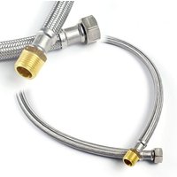 XPOtool Flexschlauch 800 mm Länge, Innendurchmesser DN8, 1/2" Überwurfmutter (18,64 mm), 3/8" Außengewinde (16,66 mm), Panzerschlauch Edelstahl EPDM von XPOTOOL