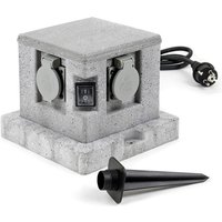 Xpotool - Gartensteckdose 4fach in Granitoptik, IP44, Außensteckdose mit zwei Schaltern und 1,5m Kabel von XPOTOOL