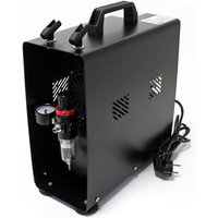 Wiltec - Airbrush Einzylinderkompressor AF186A bis max. 4 bar Druck, im Gehäuse mit Abschaltautomatik und Lufttank für Modellbau, Nailart, Tattoos, von WILTEC