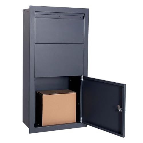 XPOtool Paketkasten Anthrazit 470 x 220 x 870 mm, Paketbox Zuhause, Private Paketannahme passend für Pakete und Päckchen, Wandbriefkasten Stahl von XPOtool