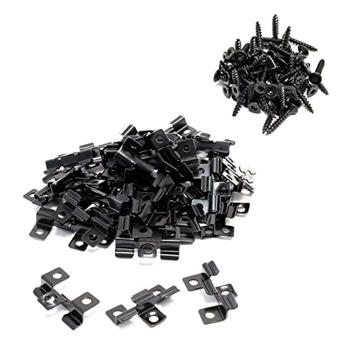 XPOtool Set 50x Edelstahl Clips 8 mm, schwarz, 60x Sechsrund Schrauben 3,5x20 mm T15 zur Montage von Terrassendiele mit 8 mm Nut von XPOtool