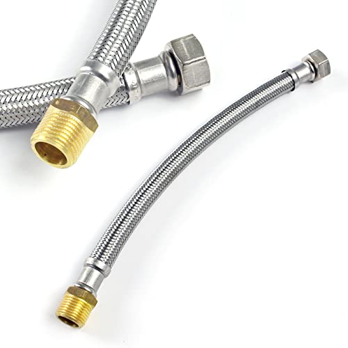 XPOtool Flexschlauch 1000 mm Länge, Innendurchmesser DN8, 1/2" Überwurfmutter (18,64 mm), 3/8" Außengewinde (16,66 mm), Panzerschlauch Edelstahl EPDM von XPOtool