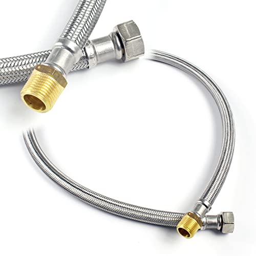 XPOtool Flexschlauch 800 mm Länge, Innendurchmesser DN13, 3/4" Außengewinde (26,44 mm), 1/2" Überwurfmutter (18,64 mm), Panzerschlauch Edelstahl EPDM von XPOtool