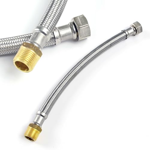 XPOtool Flexschlauch 800 mm Länge, Innendurchmesser DN8, 3/4" AG (26,44 mm), 3/8" Überwurfmutter (14,95 mm), Panzerschlauch Edelstahl EPDM von XPOtool