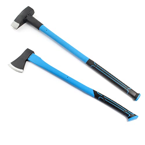 XPOtool Set Spaltaxt 1500g und Spalthammer 3,6kg mit Stiel aus Fiberglas Carbonstahl Klinge Holzaxt von XPOtool