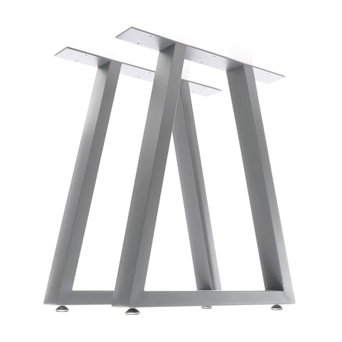 XPOtool Tischbeine 2er Set aus Stahl 60x72cm Grau in Trapez-Form Industrial Vierkantrohr Tischkufen Tischgestell Tischuntergestell von XPOtool