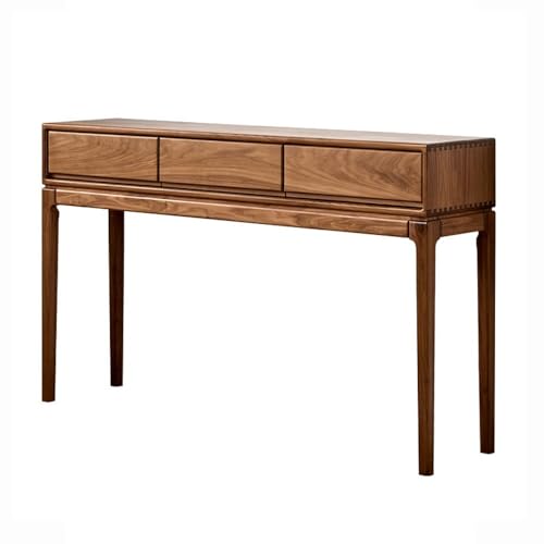 Flurtisch Konsolensofa-Eingangstisch in warmem Walnussbraun mit 3 Schubladen, moderner Sofatisch for Wohnzimmer, Flurtisch und Couchtisch hinter dem Sofa Konsolentische für den Flur schmal(Groß) von XPSHP25112